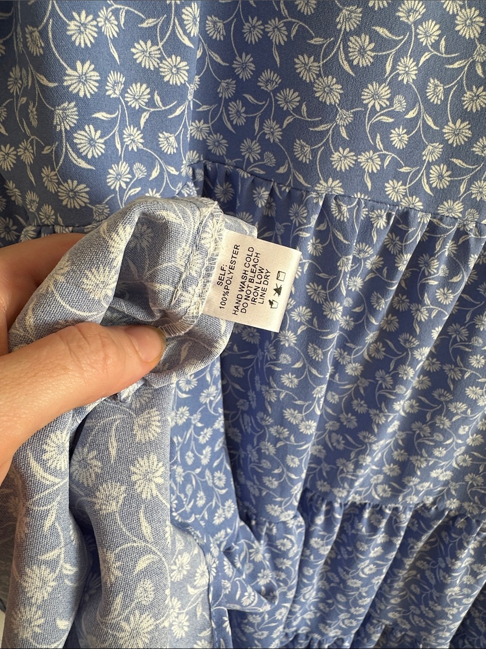 Ces Femme Blue Floral Button-Front Tiered Babydoll Dress - Picture 5 of 5